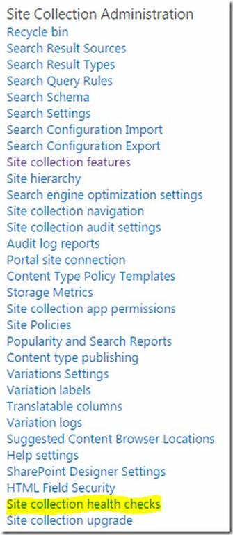 site collection health